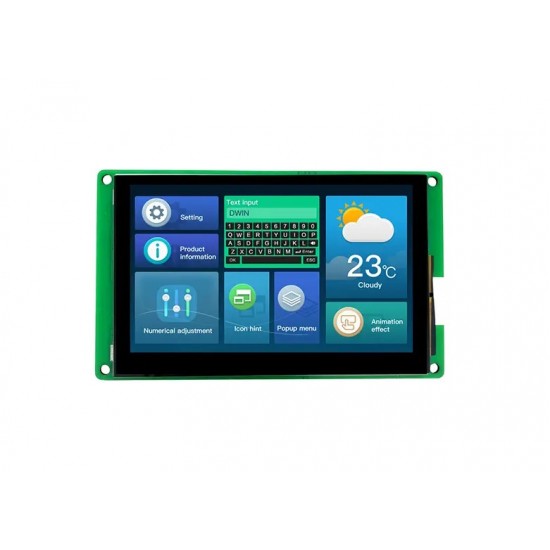 DWIN 4.3inch HMI LCD, Capacitive Touch, IPS TFT 800x480 800nit UART LCM LCD Display, DMG80480T043_09WTC (Industrial grade)