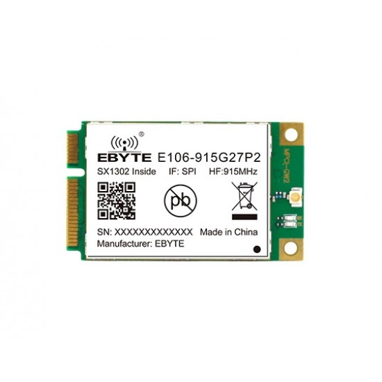 E106-915G27P2 SX1302 915MHz LoRaWAN Gateway Module - Standard Mini-PCIe Socket - SPI Interface