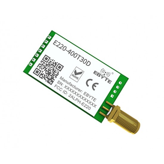 Ebyte E220-400T30D LLCC68 433MHz 30dBm LoRa Wireless Module - UART Interface - 10 km Communication Range Ebyte E220-400T30D LLCC68 433MHz 30dBm LoRa Wireless Module - UART Interface - 10 km Communication Range