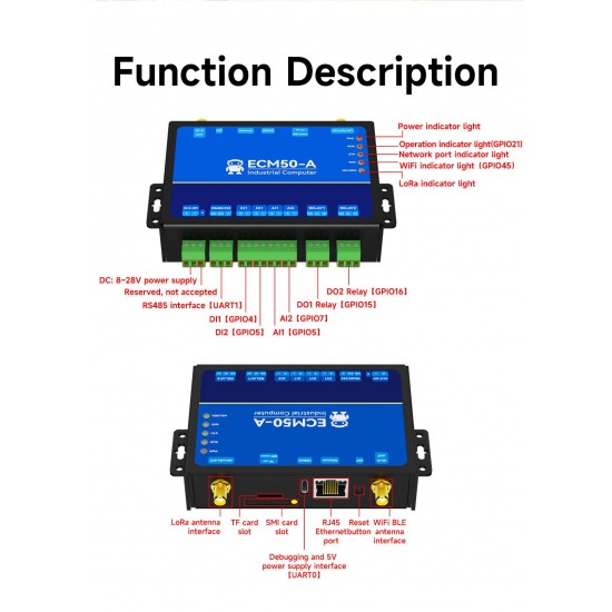 Ebyte ECM50-A07 Programmable Industrial Grade Computer - Based ESP32-S3R8 Dual-core 240MHz Processor - Support RS485, LoRa, Wi-Fi & BLE