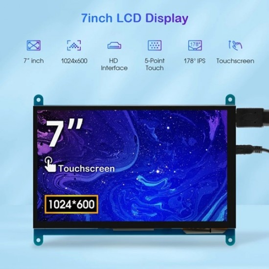 Elecrow RC070 7inch 1024x600 LCD Display With IPS Touch Screen| Compatible with Windows/Raspberry Pi (MPN:ESP01215E)