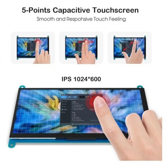 Elecrow RC070 7inch 1024x600 LCD Display With IPS Touch Screen| Compatible with Windows/Raspberry Pi (MPN:ESP01215E)