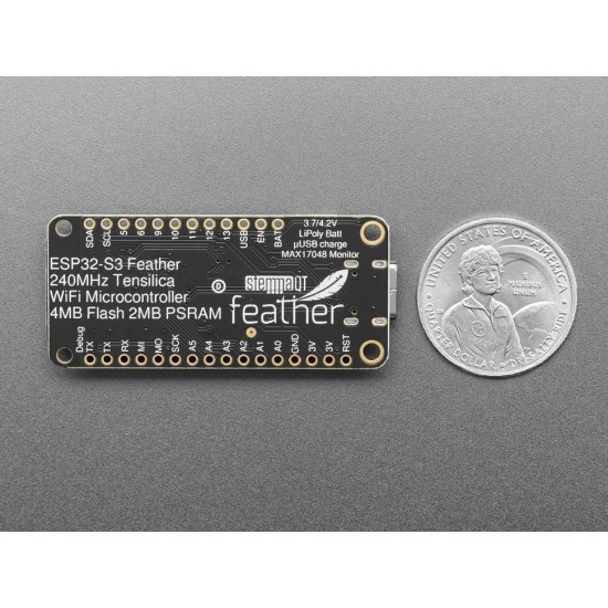 Adafruit ESP32-S3 Feather with 4MB Flash 2MB PSRAM - STEMMA QT / Qwiic Adafruit ESP32-S3 Feather with 4MB Flash 2MB PSRAM - STEMMA QT / Qwiic