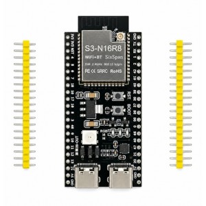 ESP32-S3-WROOM1-N16R8 Development Board - External Antenna Connector & Onboard PCB Antenna - Unsoldered Header