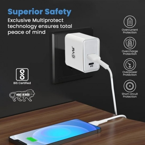 EVM EnSpeed 36W USB QC+PD Power Adapter - 1 USB A Port & 1 USB Type C Port EVM EnSpeed 36W USB QC+PD Power Adapter - 1 USB A Port & 1 USB Type C Port
