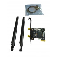 NGFF M.2 to Desktop PCI-E Adapter Board with Mounting Plate, Screws, Cables & Antennas