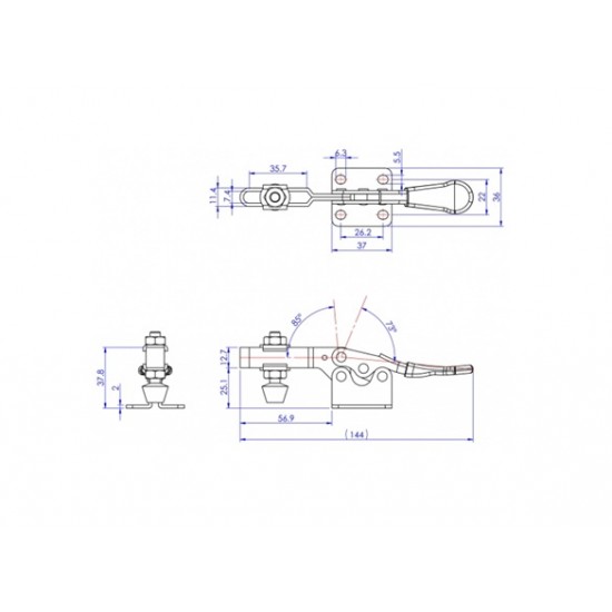 GH-201-B Horizontal Handle Toggle Clamp - Holding Force 90Kg