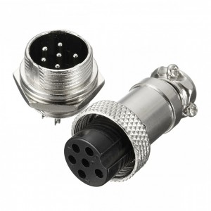 GX16 - 6 Pin Round Shell Aviation Connector Set of Male and Female , Panel Mount