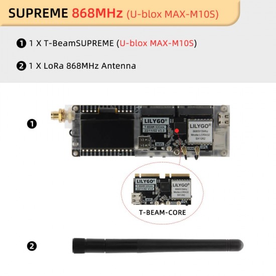 LILYGO T-BeamSUPREME UBLOX Core V3.0 Meshtastic 868MHz SX1262 ESP32-S3 LoRa WiFi Bluetooth Module With 1.3inch OLED (H659)