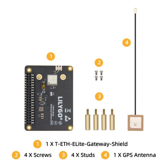 LILYGO T-ETH ELite Gateway Shield for LoRaWAN Gateway Module With L76K GPS Module, 40 Pin GPIO & PCIe Interface, Compatible With T-ETH ELite Board (H744-01)