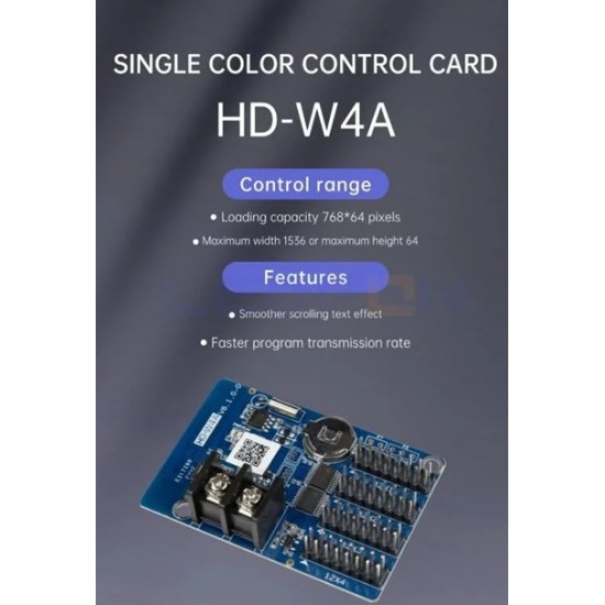 HD-W4A 4 Line Single Color LED Display Wi-Fi Control Card | 768 * 64 Pixels | 4x HUB12 HD-W4A 4 Line Single Color LED Display Wi-Fi Control Card | 768 * 64 Pixels | 4x HUB12