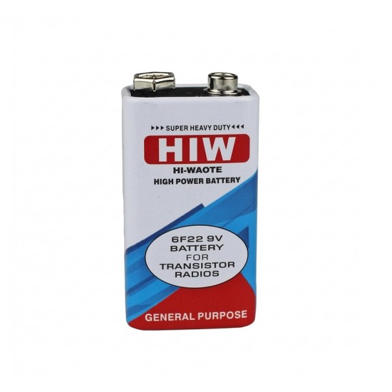 HIW Hi-Waote 6F22 9V Battery - High Performance Battery for Electronics & DIY Projects