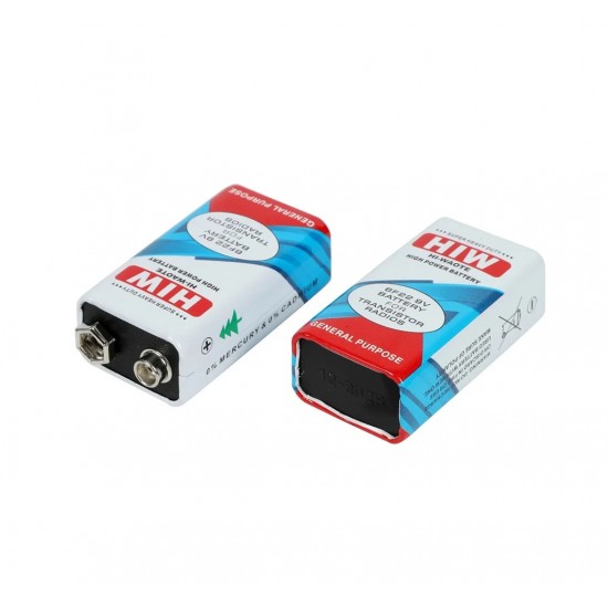 HIW Hi-Waote 6F22 9V Battery - High Performance Battery for Electronics & DIY Projects