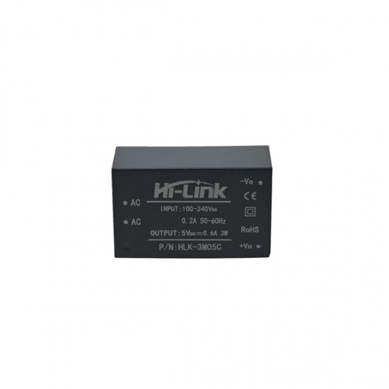 Hi-Link HLK-3M05C 3W Isolated AC-DC Power Supply Module | 85–265VAC to 5V 600mA DC Hi-Link HLK-3M05C 3W Isolated AC-DC Power Supply Module | 85–265VAC to 5V 600mA DC