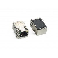 HR961160C Single Port RJ45 Ethernet Connector With Integrated Magnetics and LEDs