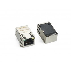 HR961160C Single Port RJ45 Ethernet Connector With Integrated Magnetics and LEDs