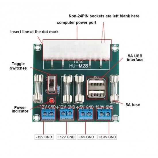 HU-M28 Desktop PC ATX Power Supply Test Module