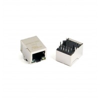 HY911130A Single Port RJ45 Ethernet Connector With Integrated Magnetics and LEDs