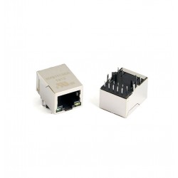 HY911130A Single Port RJ45 Ethernet Connector With Integrated Magnetics and LEDs