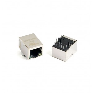 HY911130A Single Port RJ45 Ethernet Connector With Integrated Magnetics and LEDs