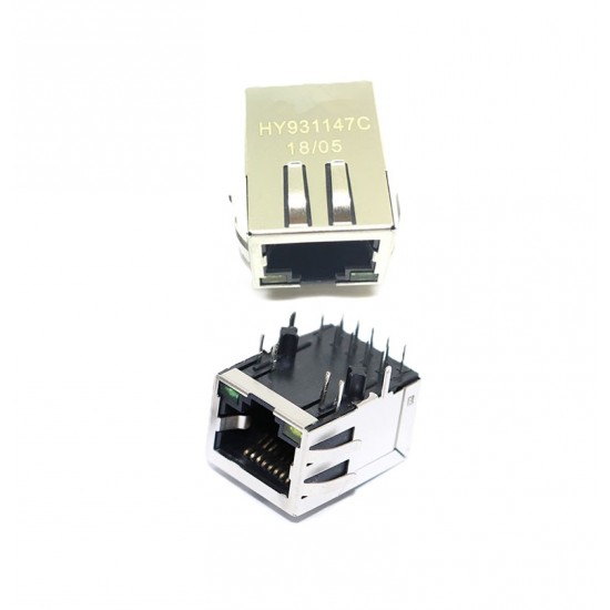 HY931147C Single Port RJ45 Ethernet Connector With Integrated Magnetics and LEDs - 10/100Base-TX HY931147C Single Port RJ45 Ethernet Connector With Integrated Magnetics and LEDs - 10/100Base-TX