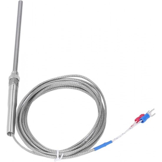K Type Thermocouple Temperature Sensor Probe M12 Thread 2 Meter Cable 0–400°C Stainless Steel Braided | Industrial Temperature Sensor
