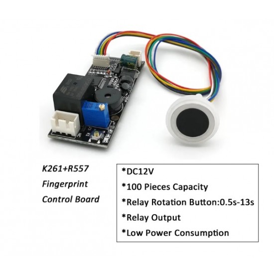 GROW K261+R557 DC12V Realy Output Low Power Consumption Fingerprint Identification Ring Indicator Light Access Control Board