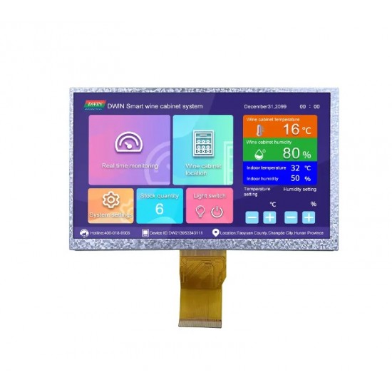 DWIN 7inch IPS TFT LCD, Resistive Touch, IPS TFT 1024x600 200nit LCD Display, LI10600T070IA3098-TR