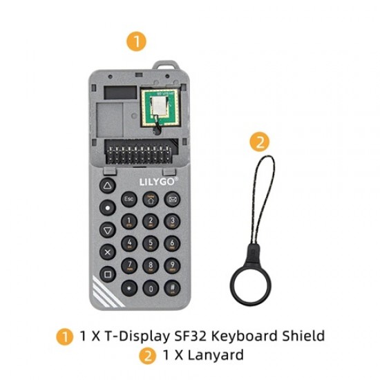 LILYGO T-Display SF32 Keyboard Shield for T-Display SF32 - ESP32-C6 with GPS, BME280 & 5×4 Keypad [K281]
