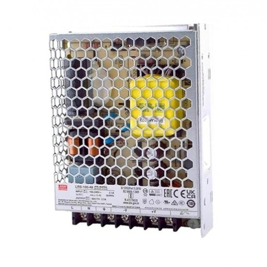 Mean Well LRS-100-48 48V 2.3A 110.4W Single Output Switching Power Supply (SMPS) Mean Well LRS-100-48 48V 2.3A 110.4W Single Output Switching Power Supply (SMPS)