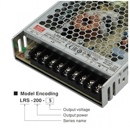 Mean Well LRS-200-12 12V 17A 204W Single Output Switching Power Supply (SMPS) Mean Well LRS-200-12 12V 17A 204W Single Output Switching Power Supply (SMPS)