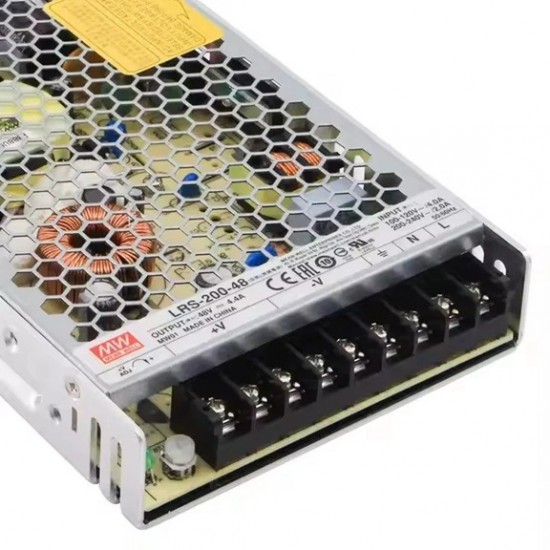 Mean Well LRS-200-48 48V 4.4A 211.2W Single Output Switching Power Supply (SMPS) Mean Well LRS-200-48 48V 4.4A 211.2W Single Output Switching Power Supply (SMPS)