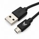 USB 2.0 Type A Male to micro B USB Male Cable Length 1 Meters - Black Color