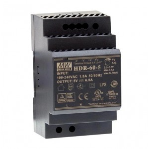 Mean Well HDR-60-5 5V 6.5A 32.5W DIN Rail Power Supply - Single Output Mean Well HDR-60-5 5V 6.5A 32.5W DIN Rail Power Supply - Single Output