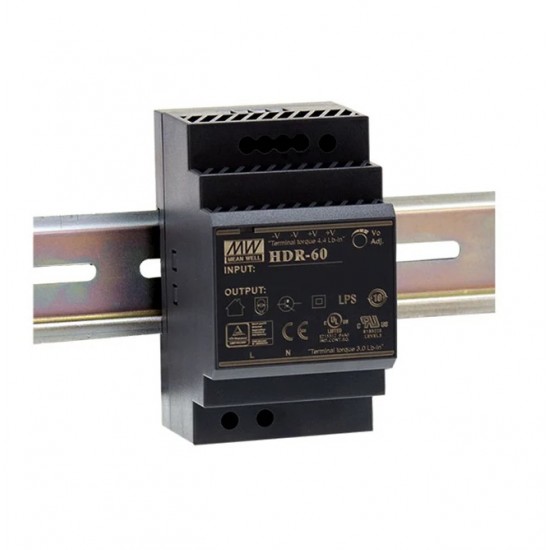 Mean Well HDR-60-5 5V 6.5A 32.5W DIN Rail Power Supply - Single Output Mean Well HDR-60-5 5V 6.5A 32.5W DIN Rail Power Supply - Single Output