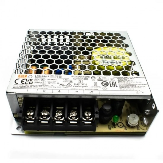 Mean Well LRS-75-12 12V 6A 72W Switching Power Supply (SMPS) - Single Output