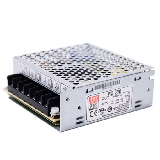 Mean Well RD-50B 5V 4A + 24V 1.4A 53.6W Dual Output Switching Power Supply (SMPS) Mean Well RD-50B 5V 4A + 24V 1.4A 53.6W Dual Output Switching Power Supply (SMPS)