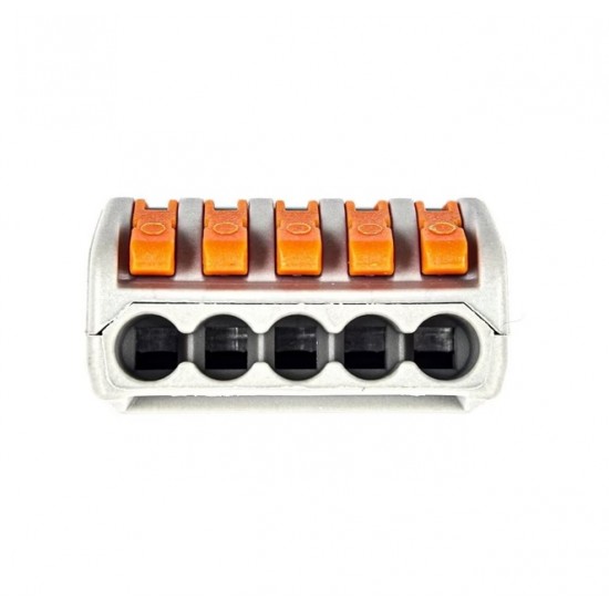 PCT-215 5 Pole Spring Lever Wire Connector Terminal Block for 0.08–2.5mm Cable Connections