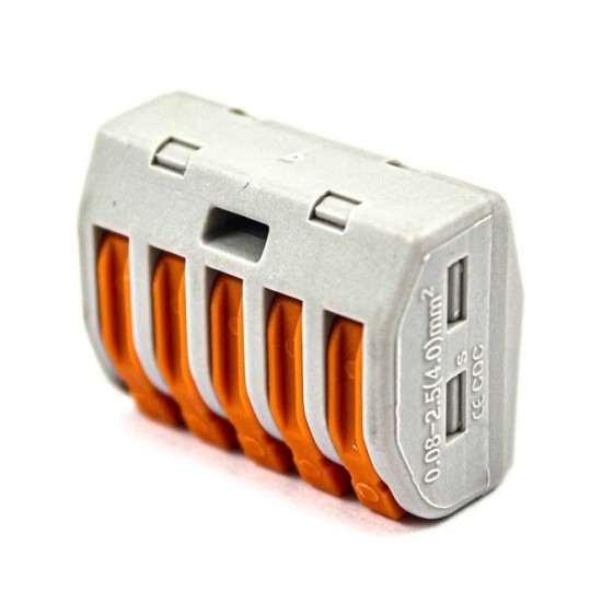 PCT-215 5 Pole Spring Lever Wire Connector Terminal Block for 0.08–2.5mm Cable Connections