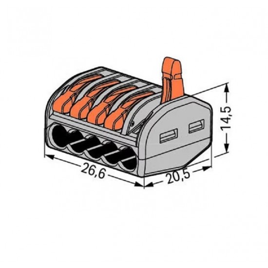 PCT-215 5 Pole Spring Lever Wire Connector Terminal Block for 0.08–2.5mm Cable Connections