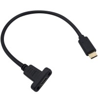 Panel Mount USB Type C Male to Female Extension Cable - 50 CM Length