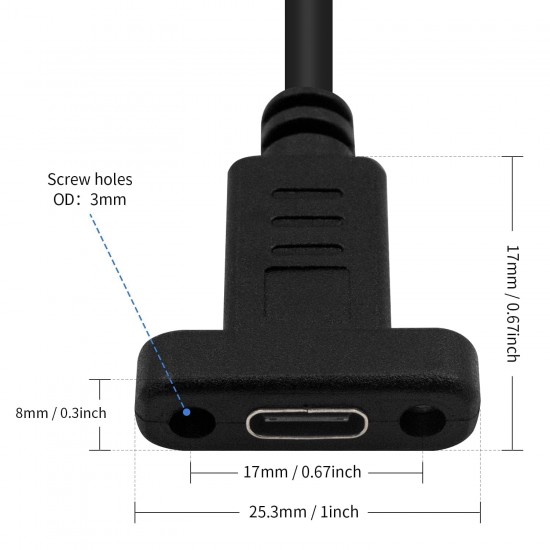 Panel Mount USB Type C Male to Female Extension Cable - 50 CM Length Panel Mount USB Type C Male to Female Extension Cable - 50 CM Length
