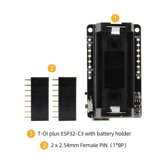 LILYGO T-OI Plus ESP32-C3 RISC-V MCU Wireless Wi-Fi Bluetooth Development Board With 16340 Battery Holder (Q369)