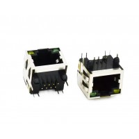 RJ45 8P8C Modular Socket Right Angle With LEDs - Single Port Ethernet LAN Female Connector