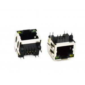RJ45 8P8C Modular Socket Right Angle With LEDs - Single Port Ethernet LAN Female Connector RJ45 8P8C Modular Socket Right Angle With LEDs - Single Port Ethernet LAN Female Connector