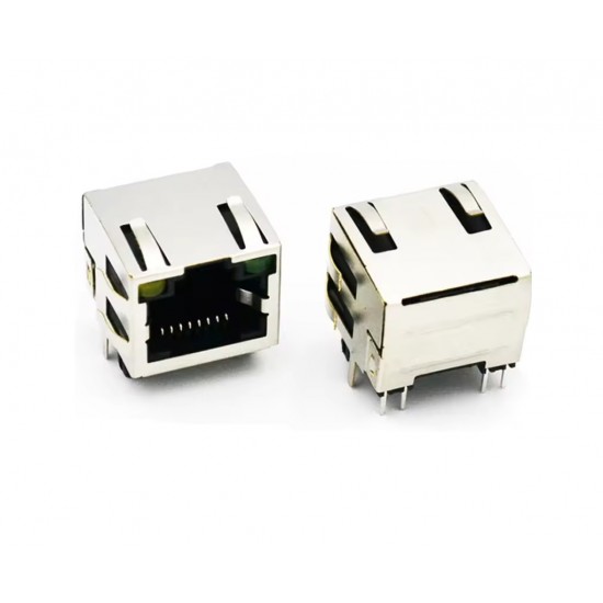 RJ45 8P8C Modular Socket Right Angle With LEDs - Single Port Ethernet LAN Female Connector