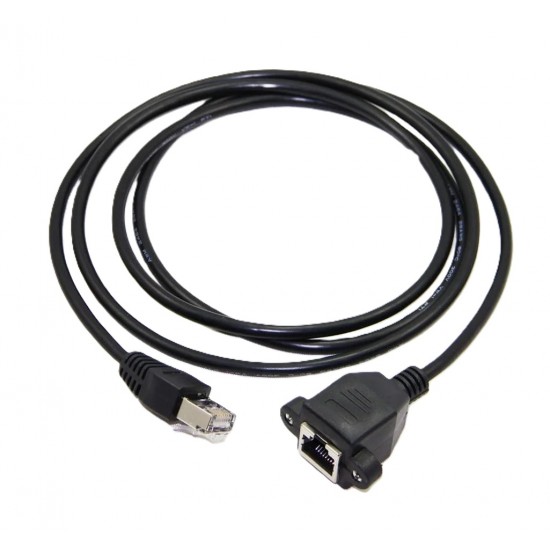 RJ45 Male to Female Screw Panel Mount Ethernet LAN Network Extension Cable - 1.5 Meter Cable Length RJ45 Male to Female Screw Panel Mount Ethernet LAN Network Extension Cable - 1.5 Meter Cable Length