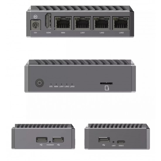 Radxa E24C 2GB Ram Single Board Computer - Based On Rockchip RK3528A - 4 Gigabit Ethernet Ports - Aluminum Alloy Case - RS137-D2E0S16 Radxa E24C 2GB Ram Single Board Computer - Based On Rockchip RK3528A - 4 Gigabit Ethernet Ports - Aluminum Alloy Case - RS137-D2E0S16
