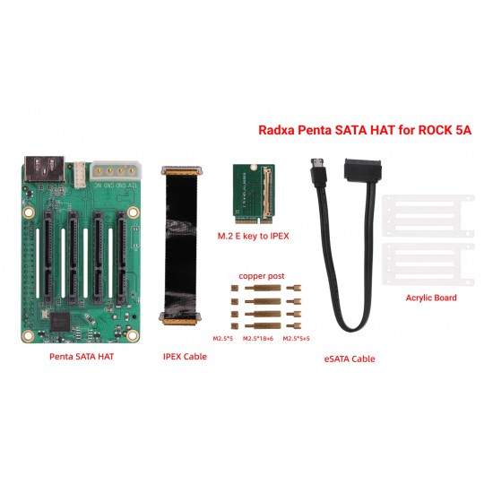 Radxa Penta SATA HAT for Radxa ROCK Series and Raspberry Pi 5 (RA006FFC) Radxa Penta SATA HAT for Radxa ROCK Series and Raspberry Pi 5 (RA006FFC)