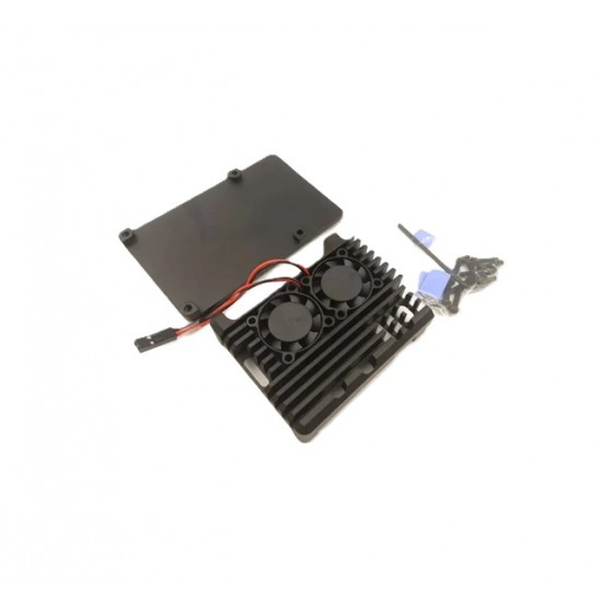 Raspberry Pi 5 Aluminium Alloy Metal Case with Dual Cooling Fan - Design for Raspberry Pi 5 - 2 Line Fan Connector Raspberry Pi 5 Aluminium Alloy Metal Case with Dual Cooling Fan - Design for Raspberry Pi 5 - 2 Line Fan Connector